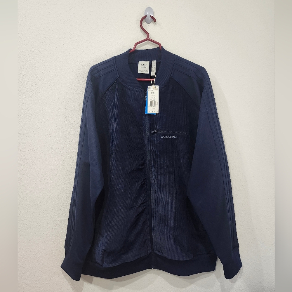Adidas Men Size Lrg Originals Track Top Corduroy Jacket Night Indigo IX9600 NWT